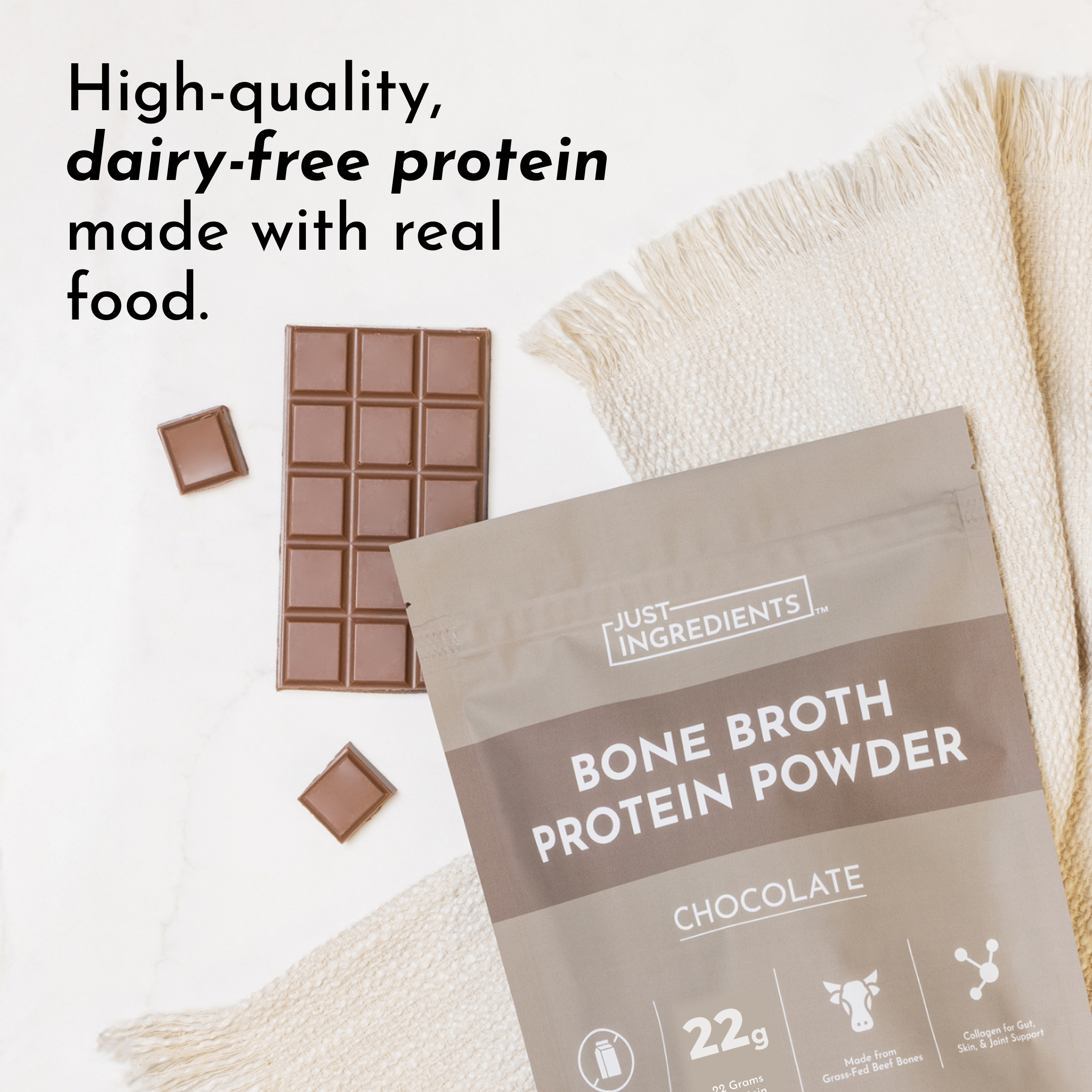 Chocolate Bone Broth Protein Powder (15 servings)