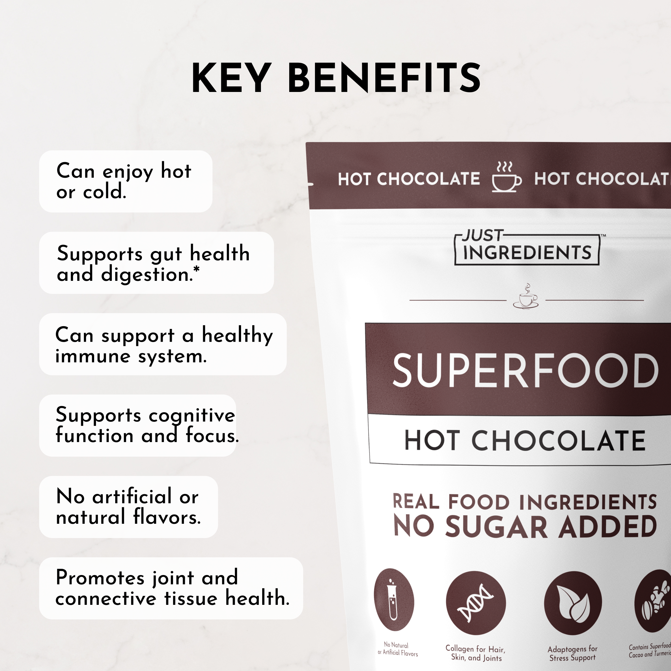 Superfood Hot Chocolate Mix with Adaptogens & Collagen
