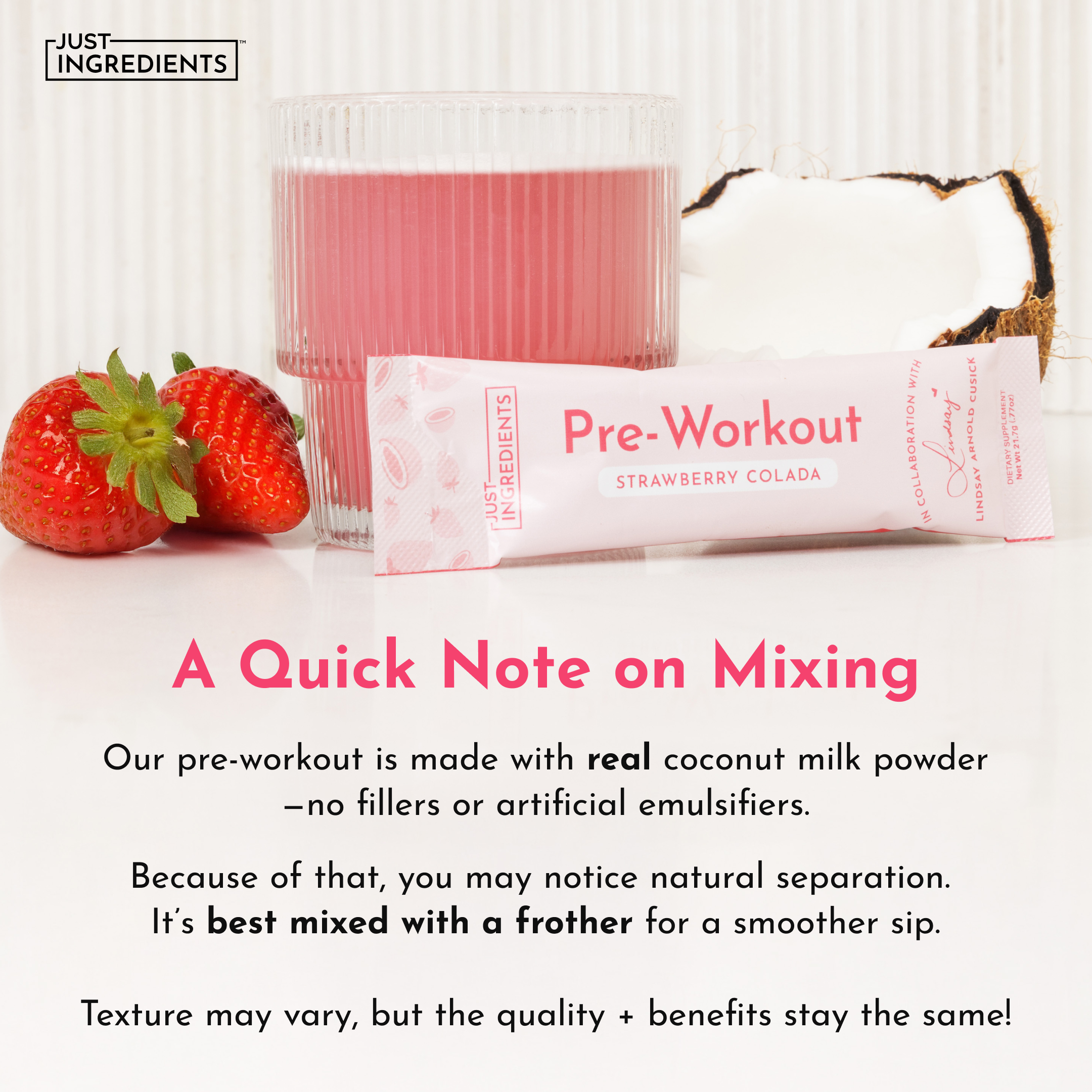 Strawberry Colada Pre‑Workout Stick by Lindsay Arnold