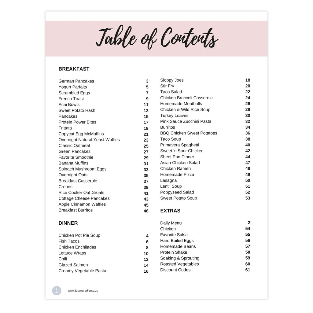 Just Ingredients Cookbook: 21 Days of Meals - Digital Download