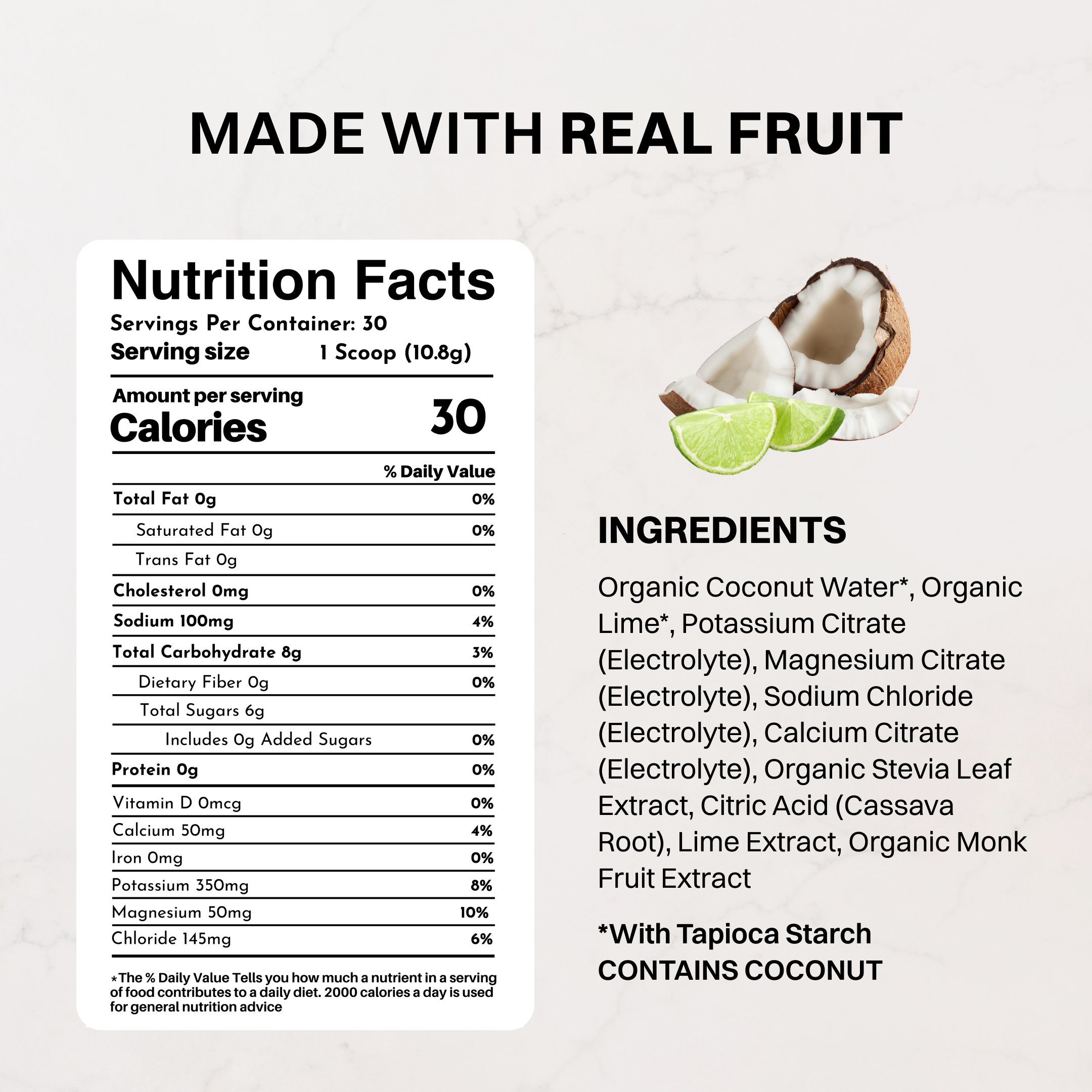 Coconut Lime Electrolytes Stick - Single-Serve Hydration