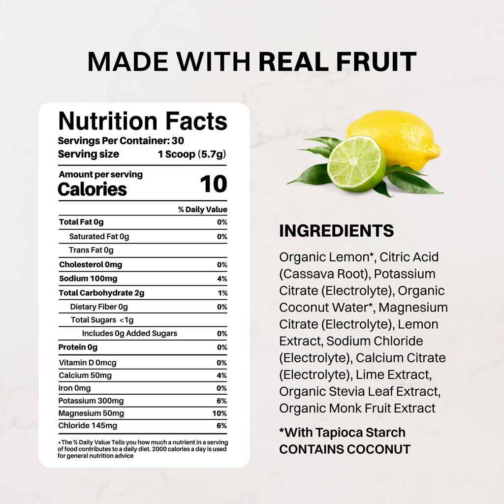 Lemon Lime Electrolytes Stick - Single-Serve Real Fruit Hydration