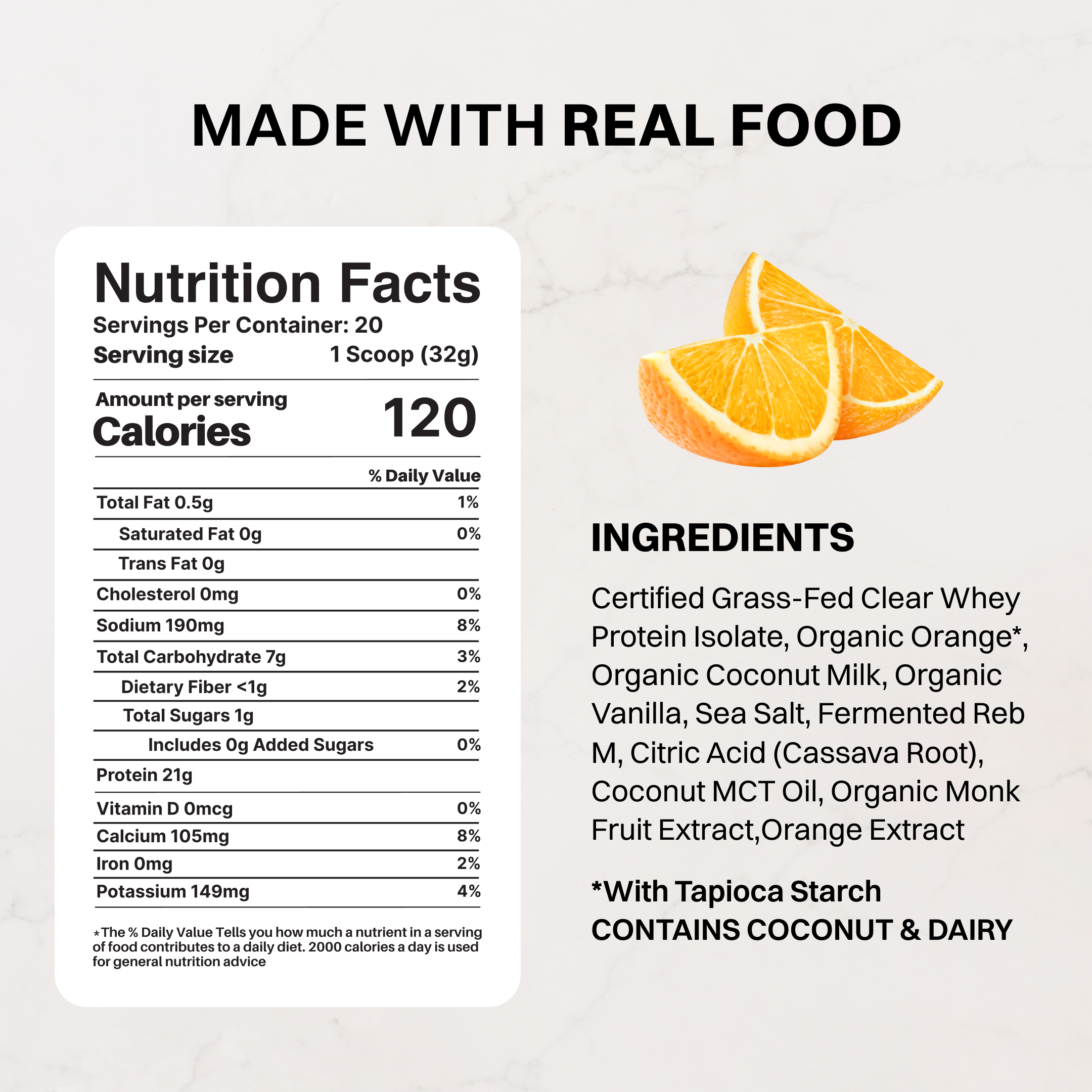 Orange Creamsicle Clear Protein Powder — 20 Servings, 21g Protein