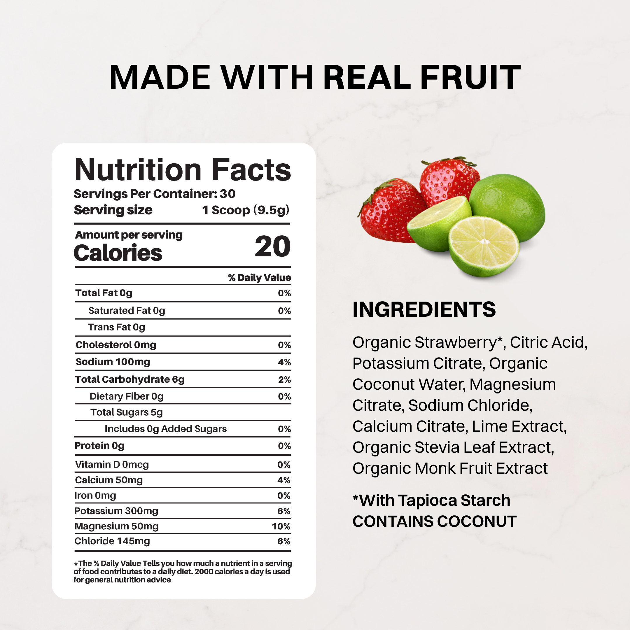 Strawberry Limeade Electrolytes Powder — 30 Servings