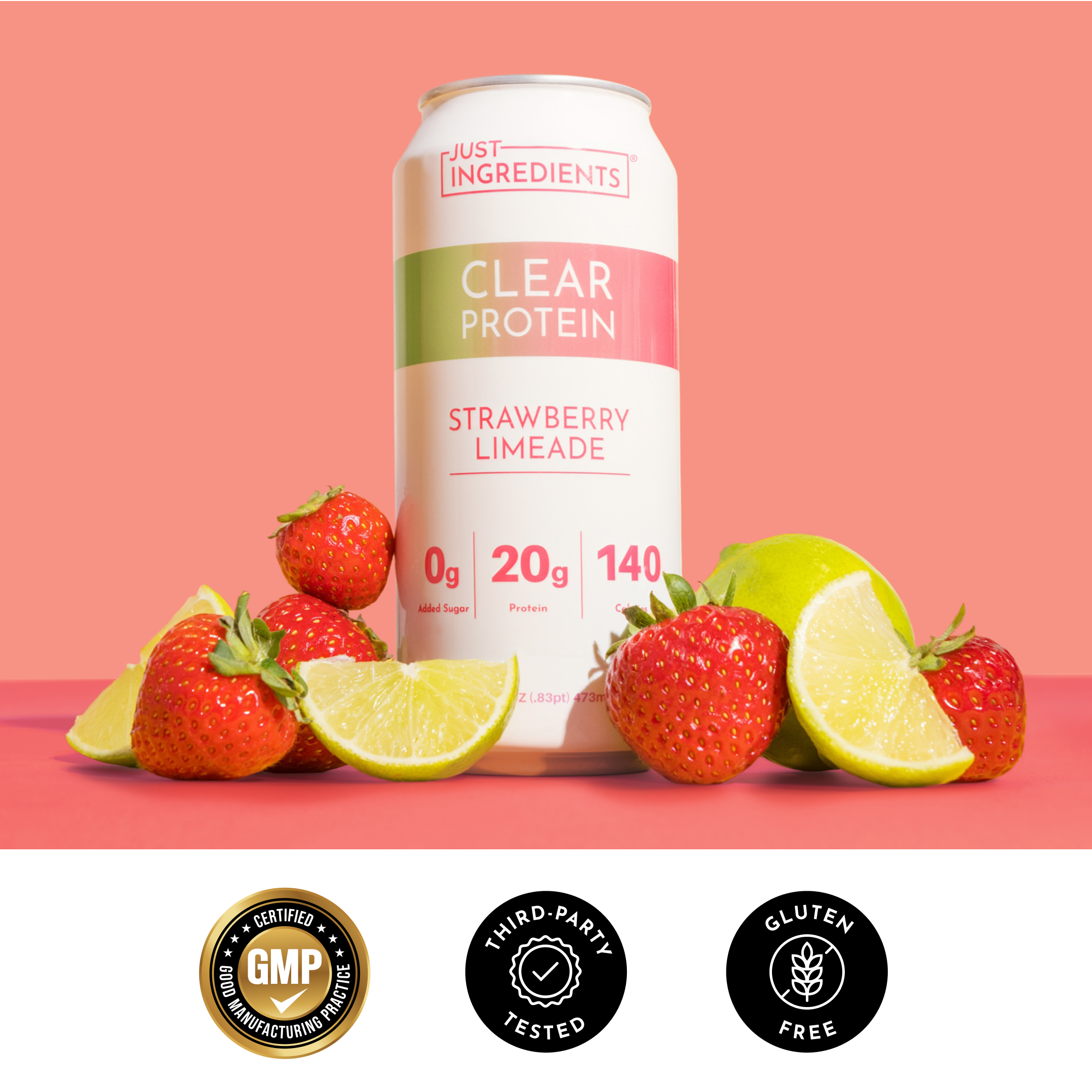 Strawberry Limeade Clear Protein — 12 Pack (16 fl oz cans)