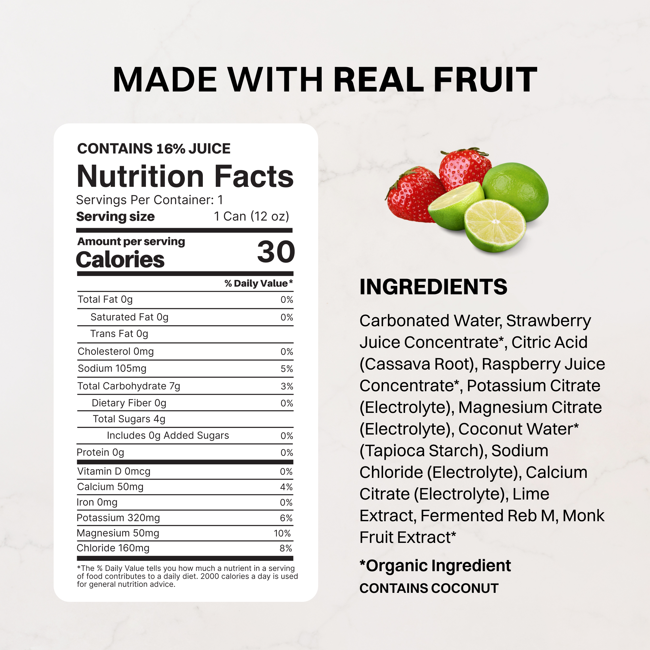 Strawberry Limeade Sparkling Electrolytes (12 Pack)